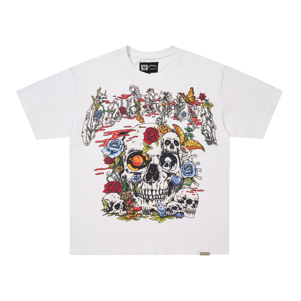 Godspeed Floral Skull White T‑Shirt