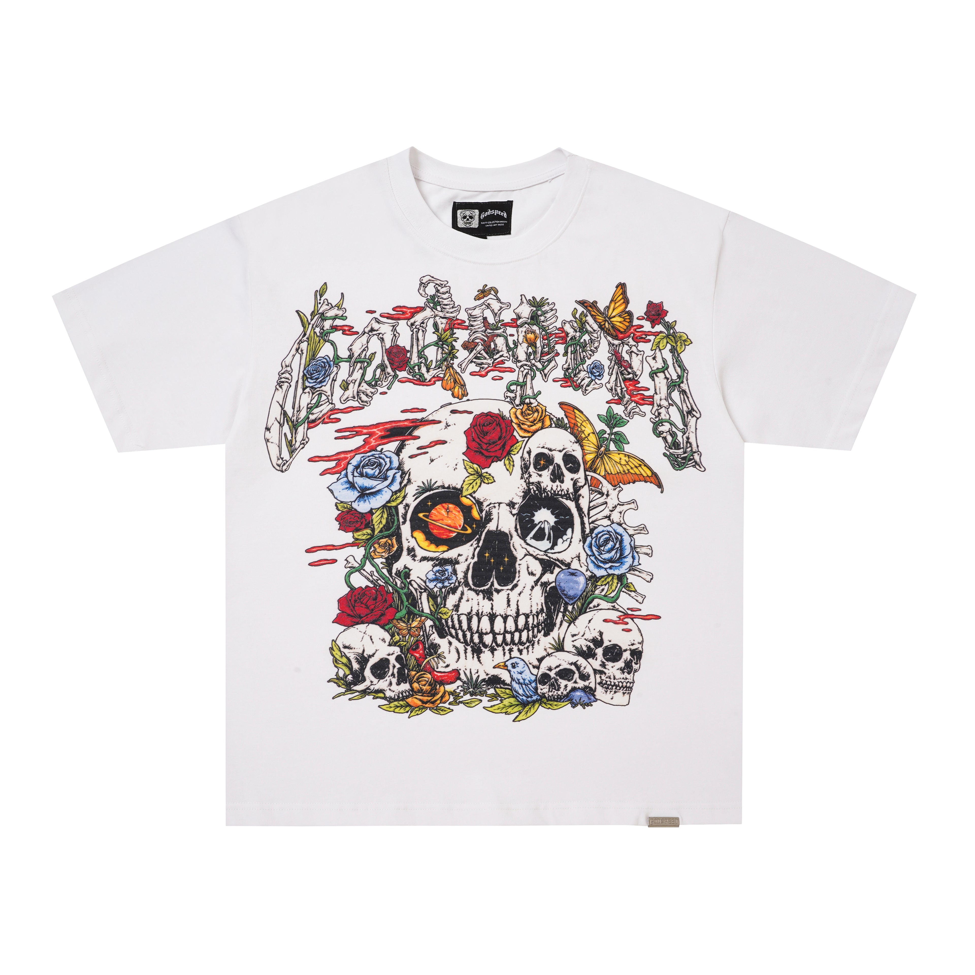 Godspeed Floral Skull White T‑Shirt