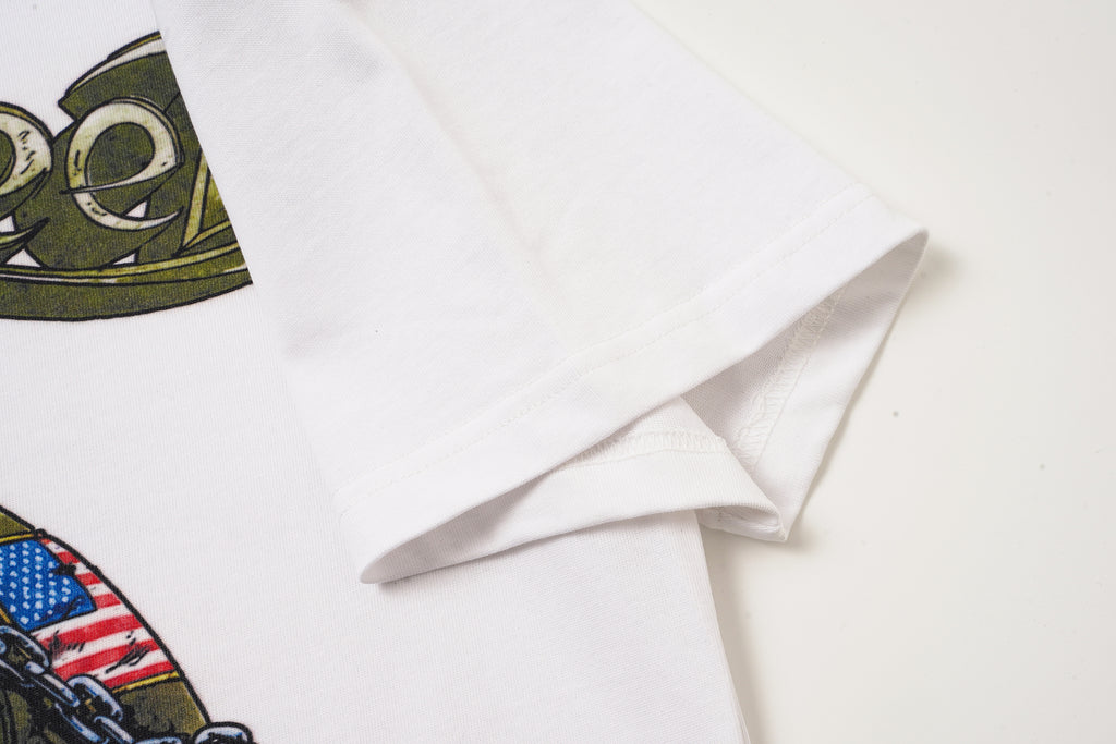 Godspeed Skull Helmet Graphic White T‑Shirt