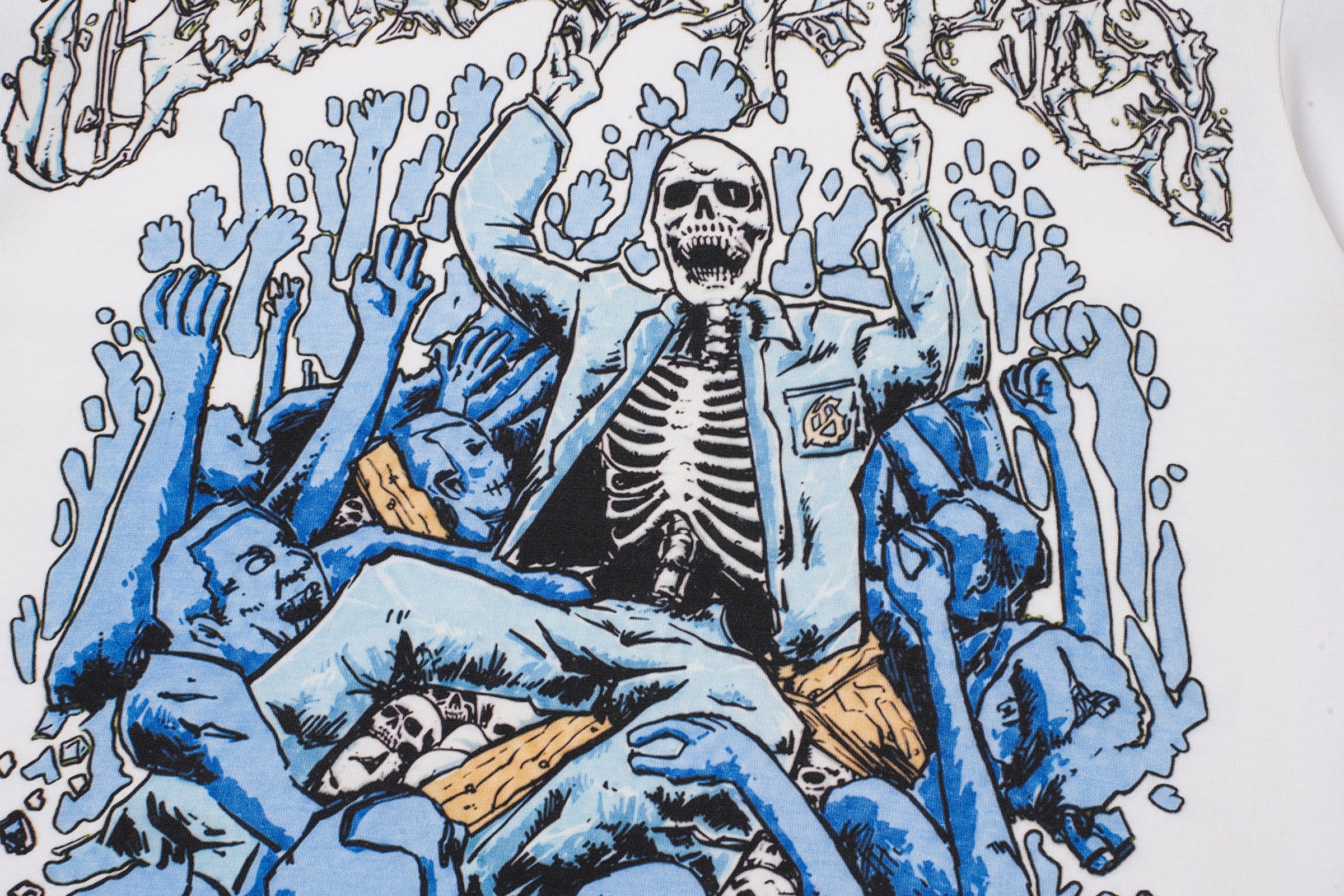 Godspeed Blue Skull Graphic White T‑Shirt