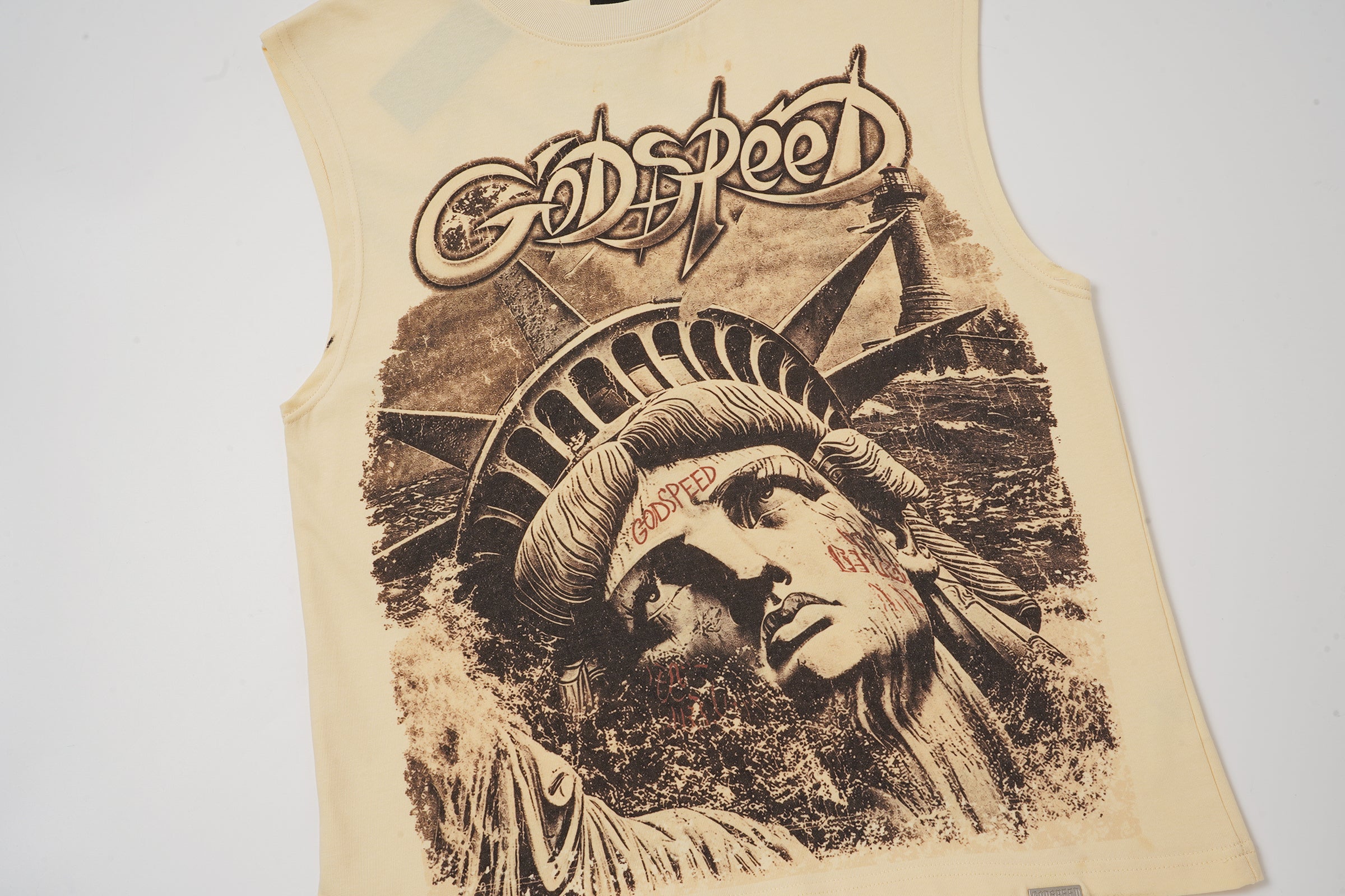 Godspeed Vintage‑Wash Statue of Liberty Sleeveless Tank Top