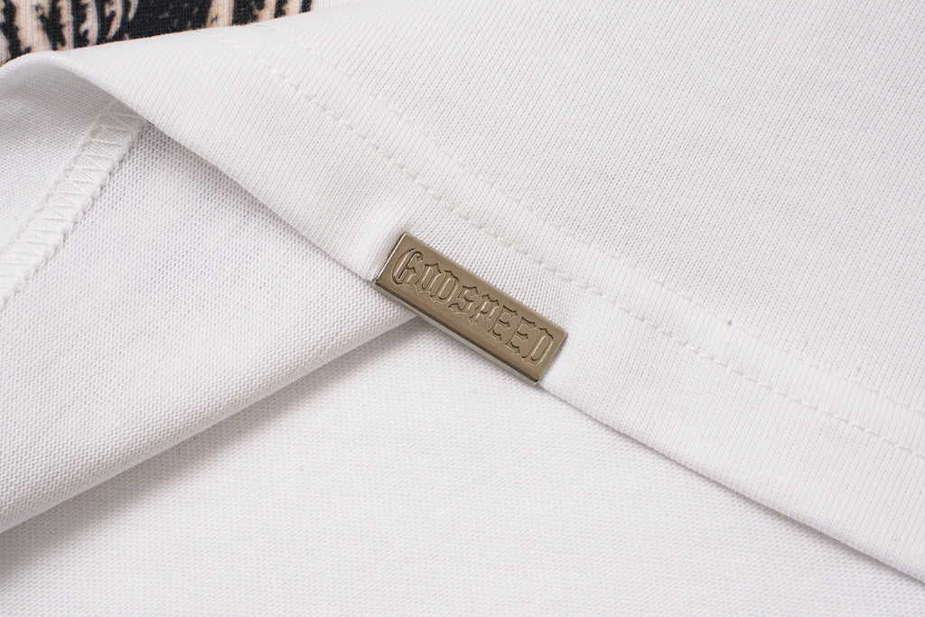 Godspeed Skull Helmet Graphic White T‑Shirt