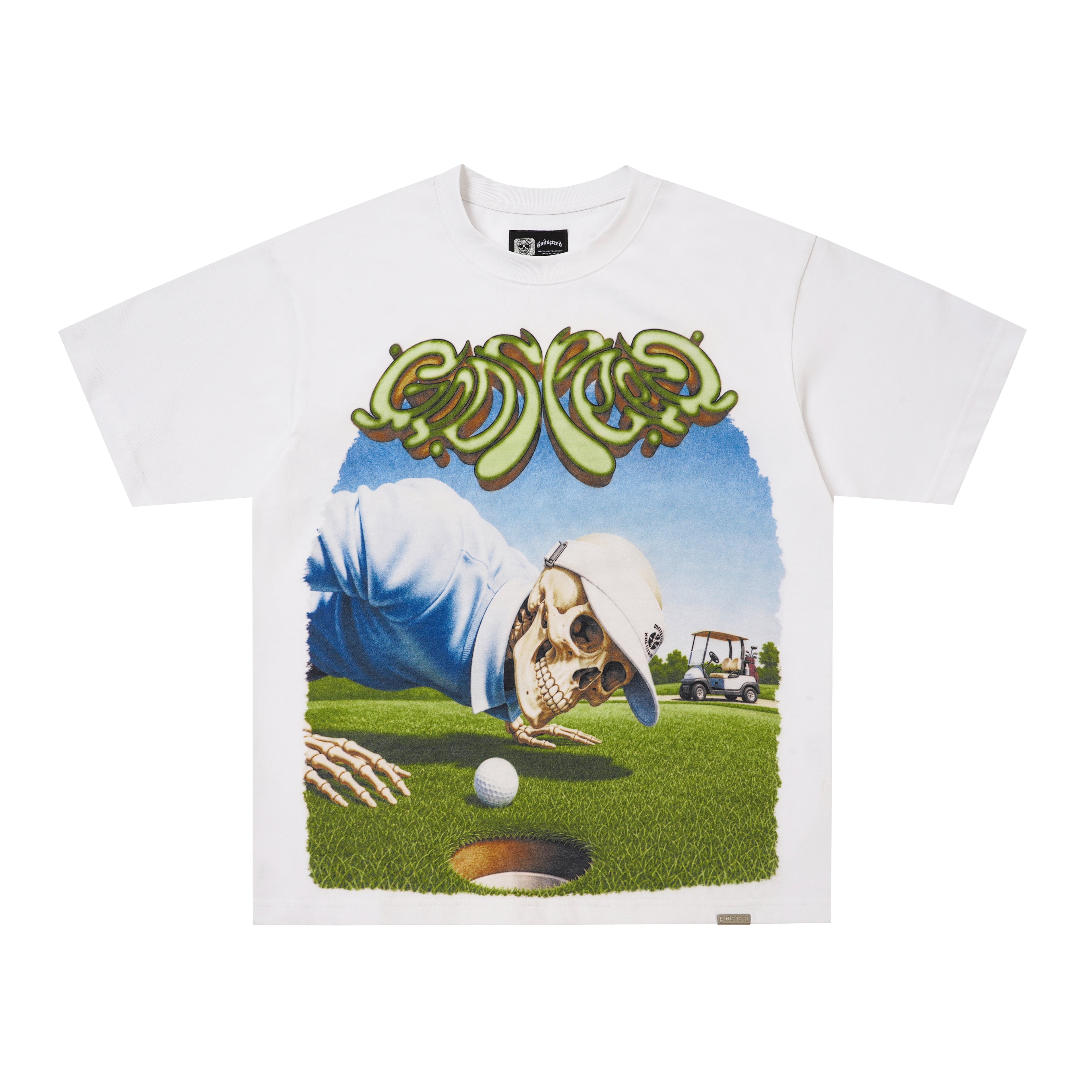 Godspeed Golf Skull White Graphic T‑Shirt