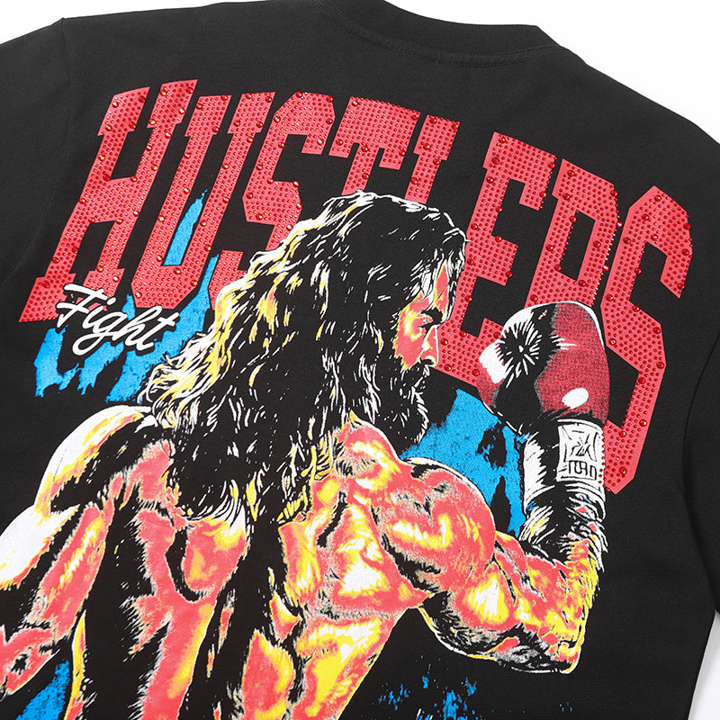 Life Hustlers Wrestler Graphic Black Tee