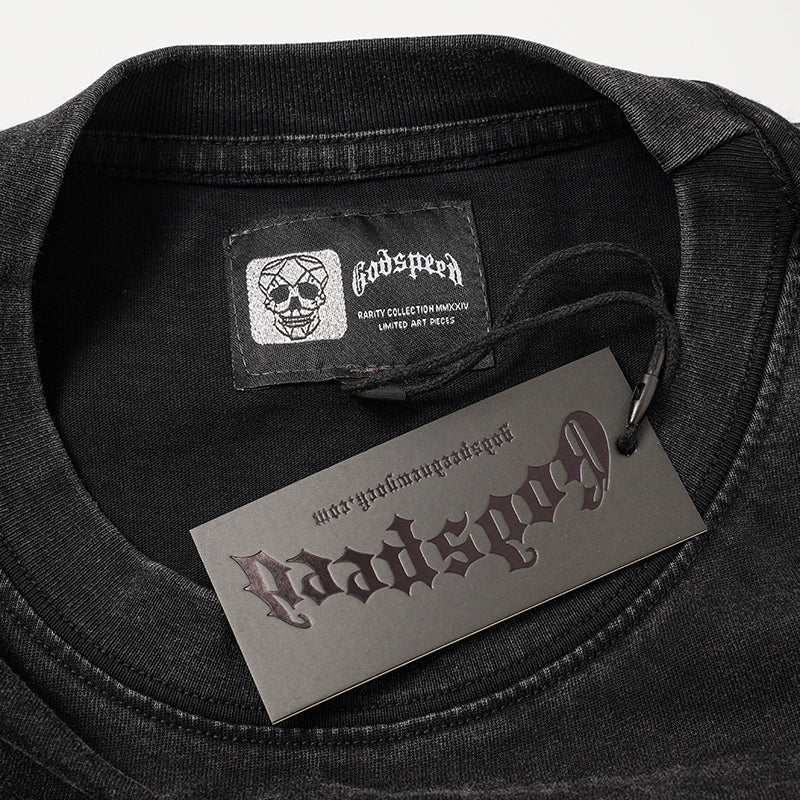 Godspeed Skull Print Black T‑Shirt