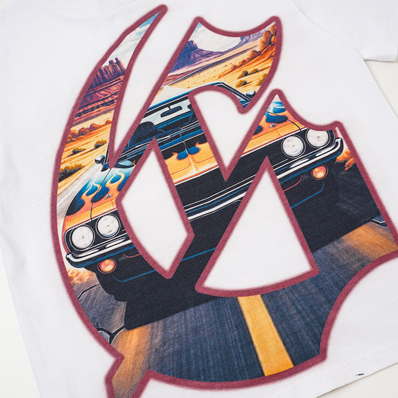 Godspeed Retro Car Scenery Graphic T‑Shirt