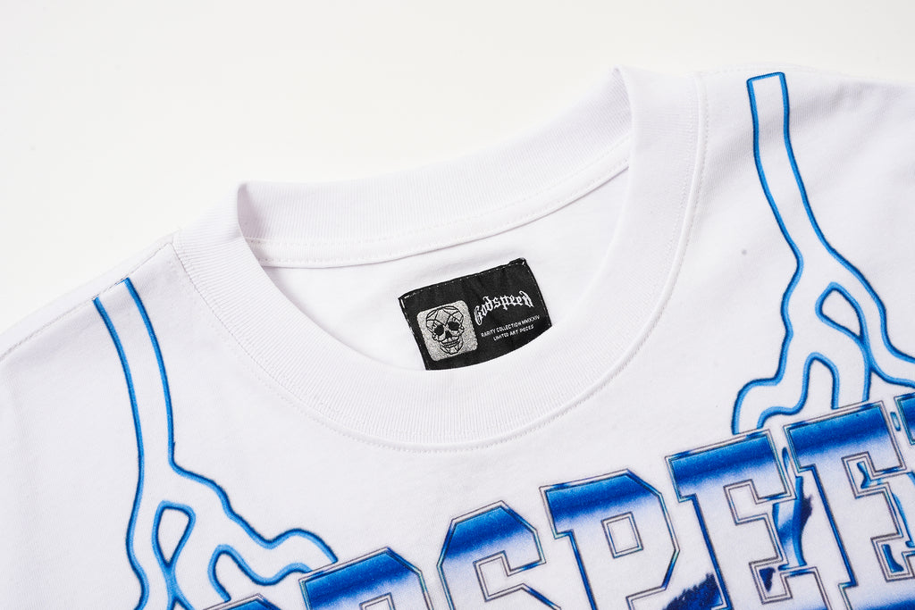 Godspeed Blue‑Skull Graphic T‑Shirt