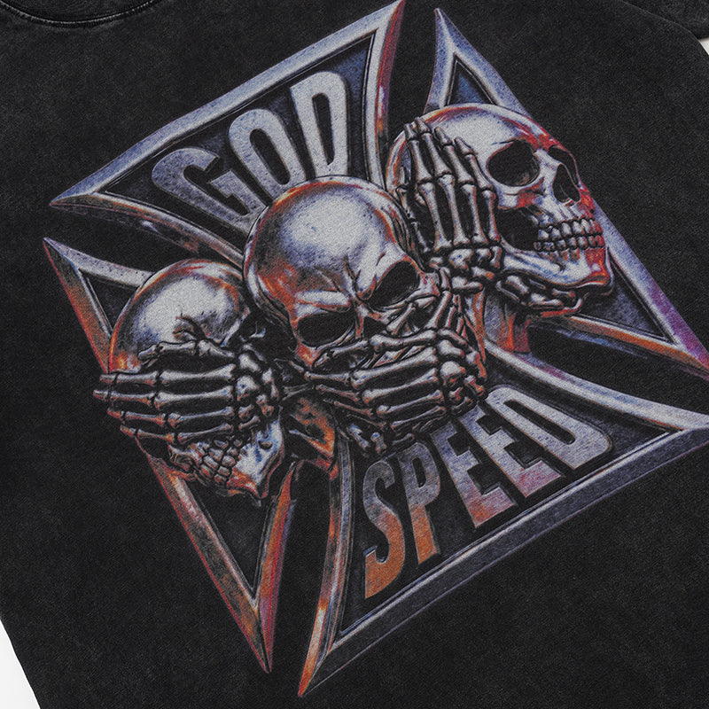 Godspeed Metal Skull Graphic T‑Shirt