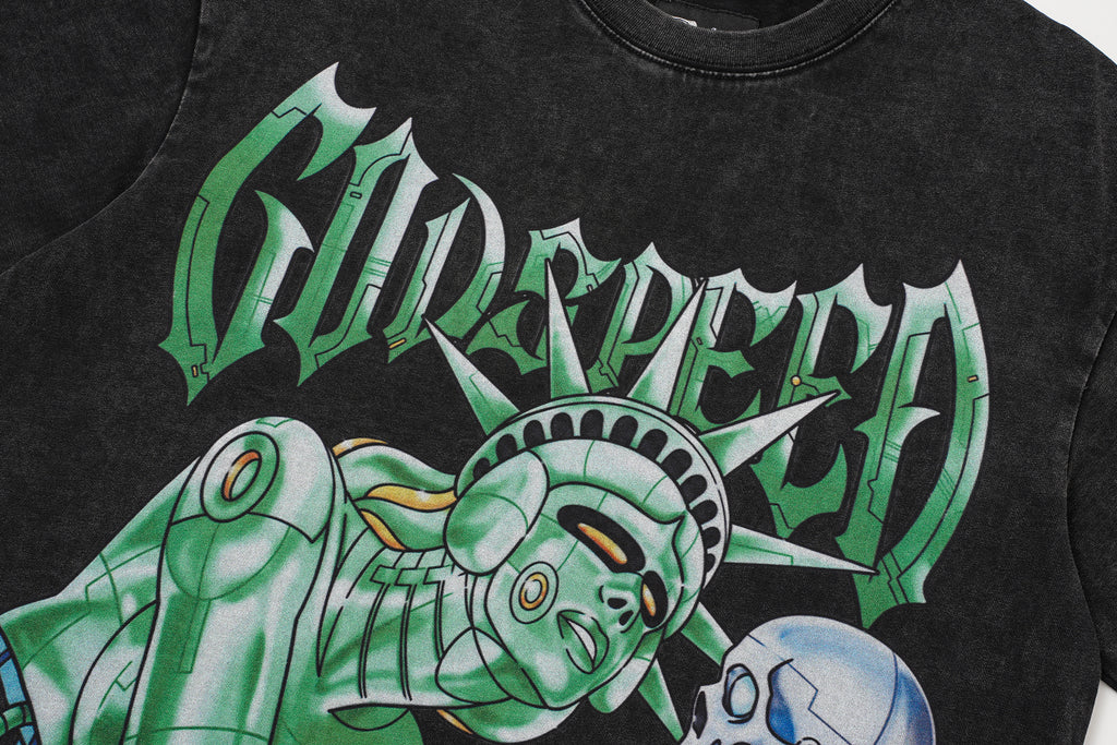 Godspeed Statue Graphic Black T‑Shirt