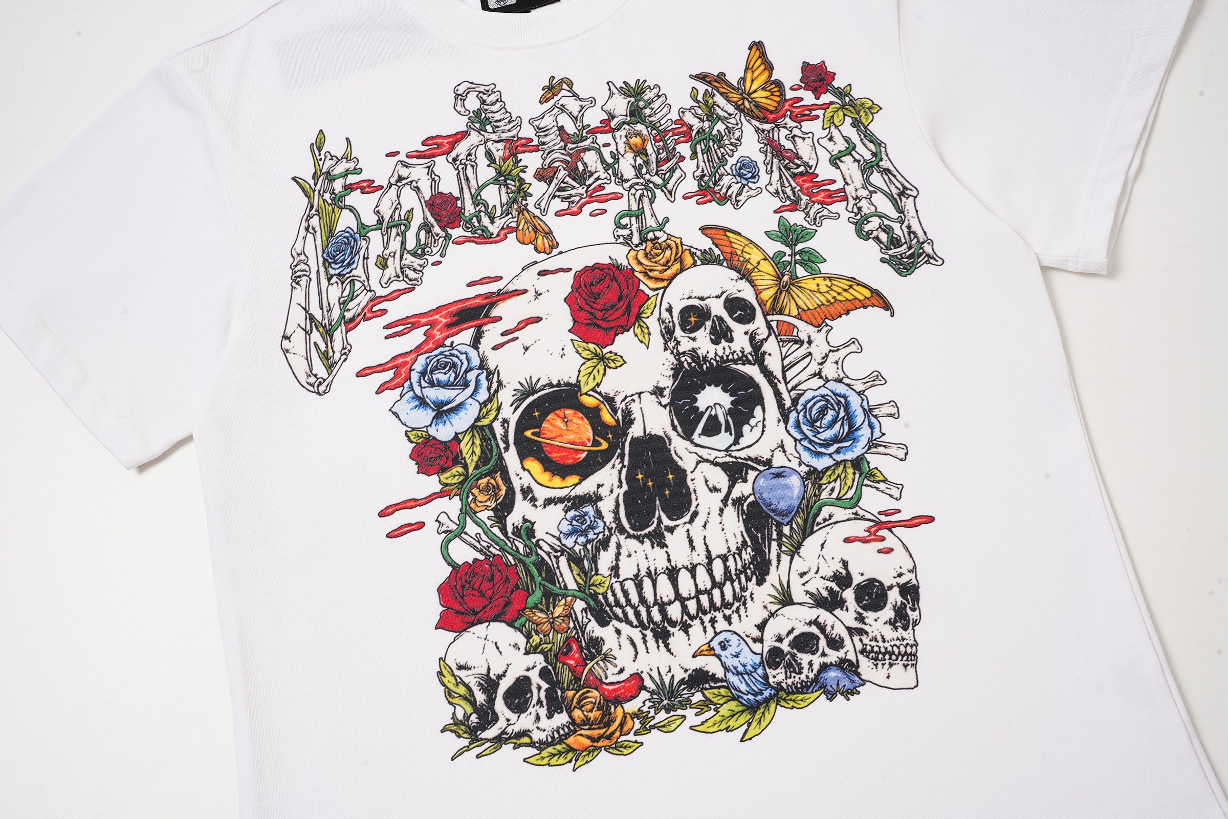 Godspeed Floral Skull White T‑Shirt