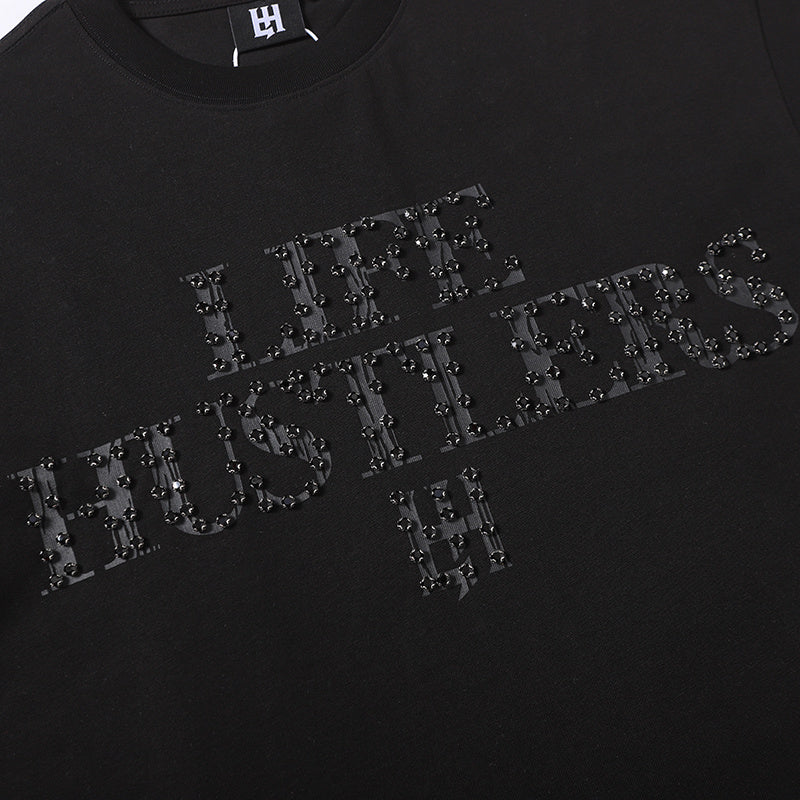 Life Hustlers Black‑on‑Black H Logo T‑Shirt
