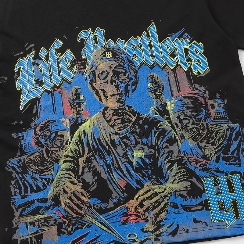 Life Hustlers Skeleton Graphic Black Tee