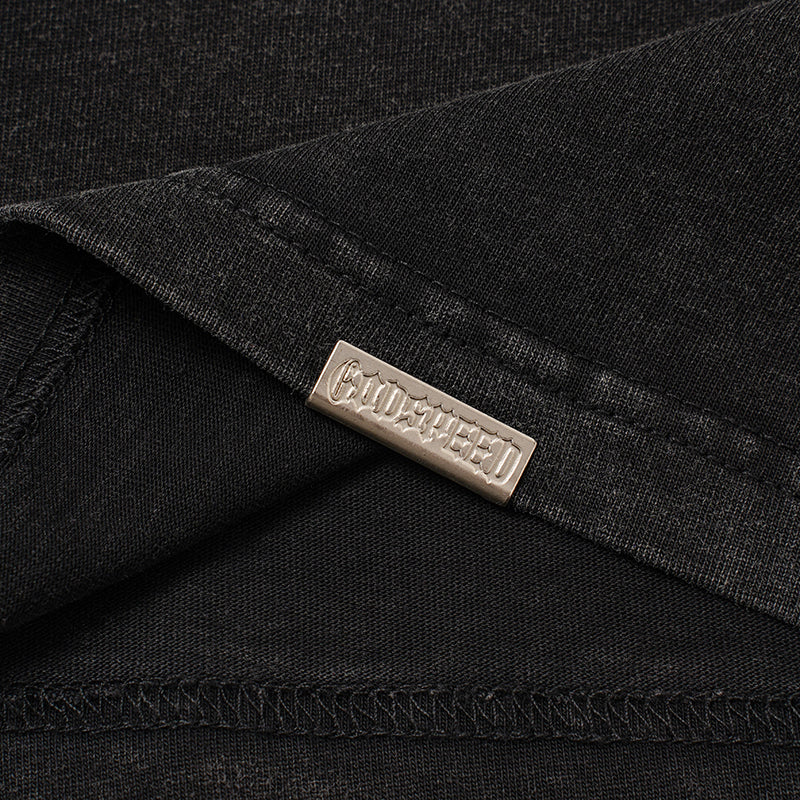 Godspeed Skull Print Black T‑Shirt