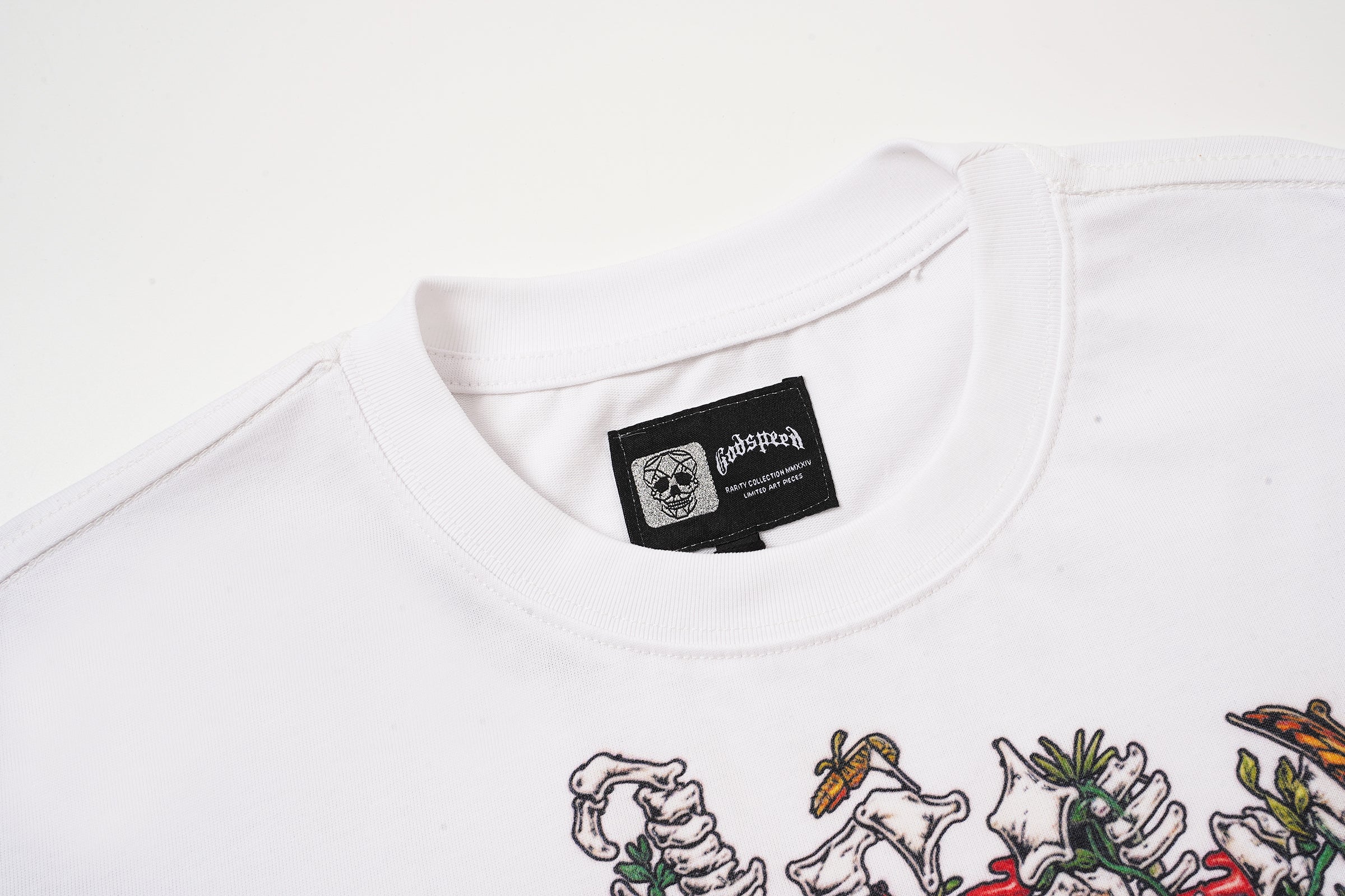 Godspeed Floral Skull White T‑Shirt