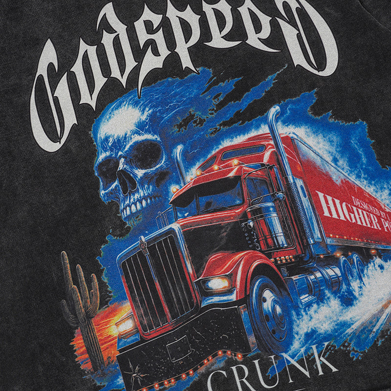 Godspeed Vintage Truck Skull Graphic T‑Shirt