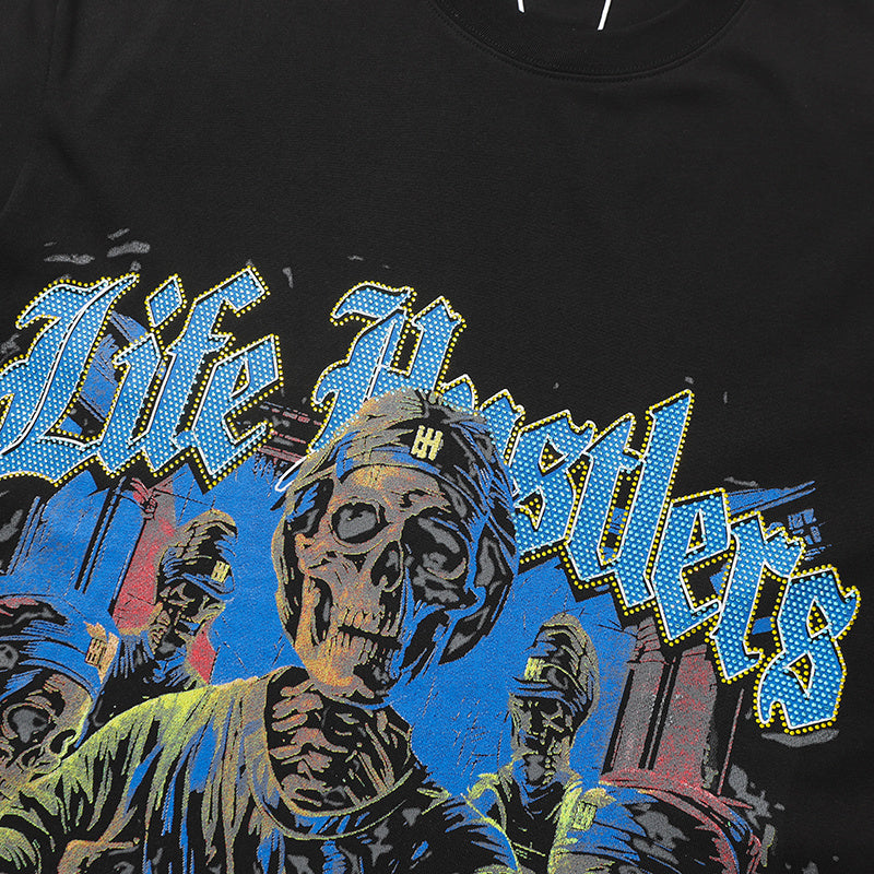 Life Hustlers Skeleton Graphic Black Tee