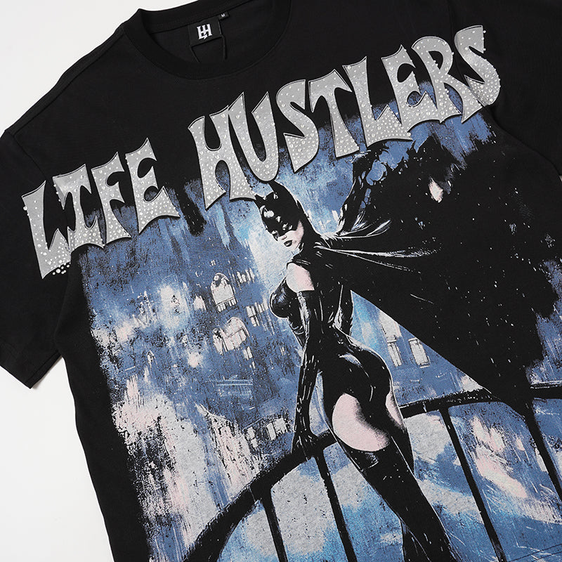Life Hustlers Witch Graphic Black T‑Shirt