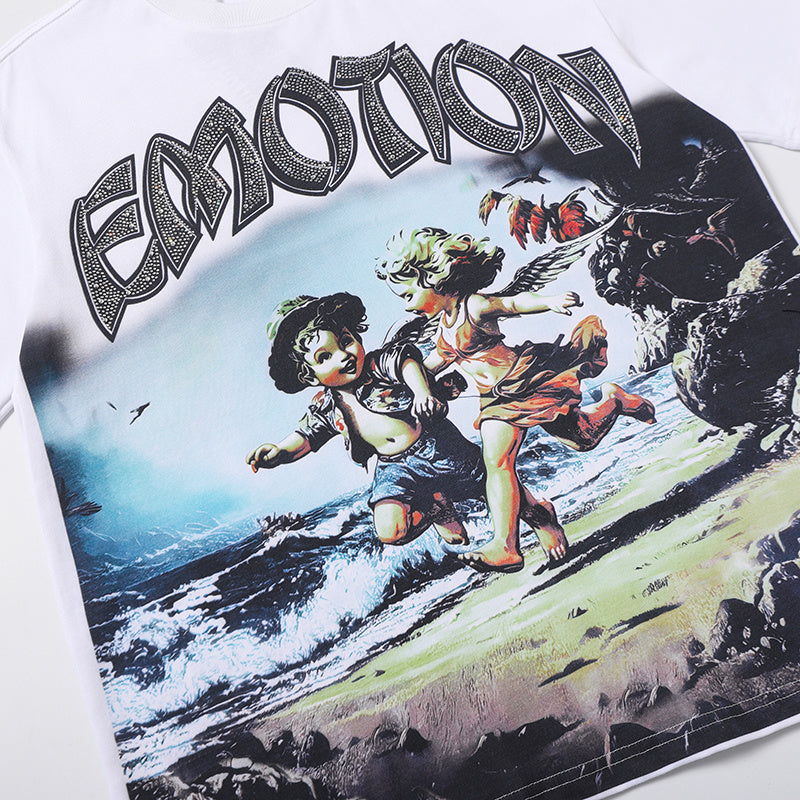 MIXED EMOTION Surf Character Graphic 2‑Color T‑Shirt