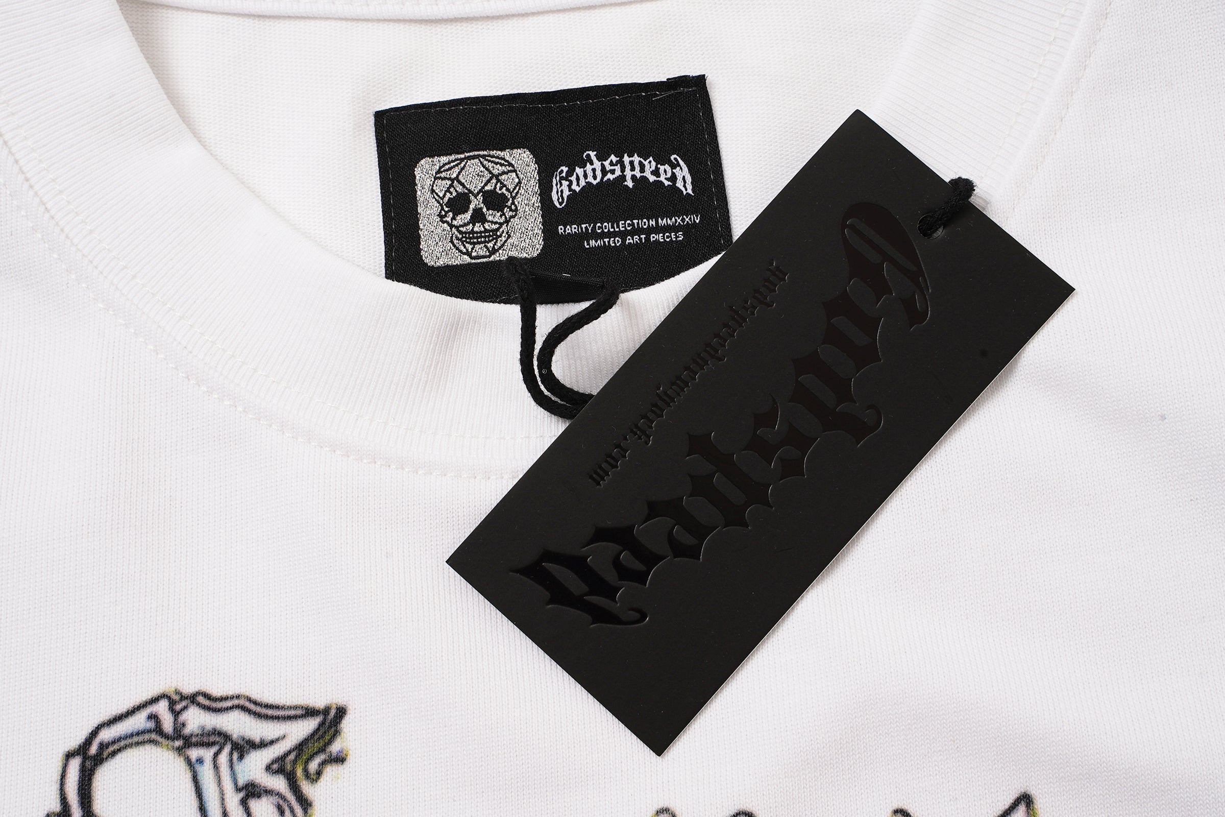 Godspeed Blue Skull Graphic White T‑Shirt