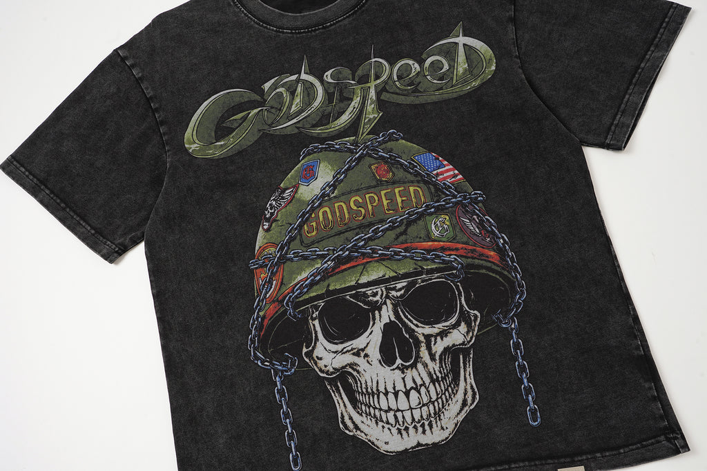 Godspeed Badges of Honor Skull Graphic T‑Shirt