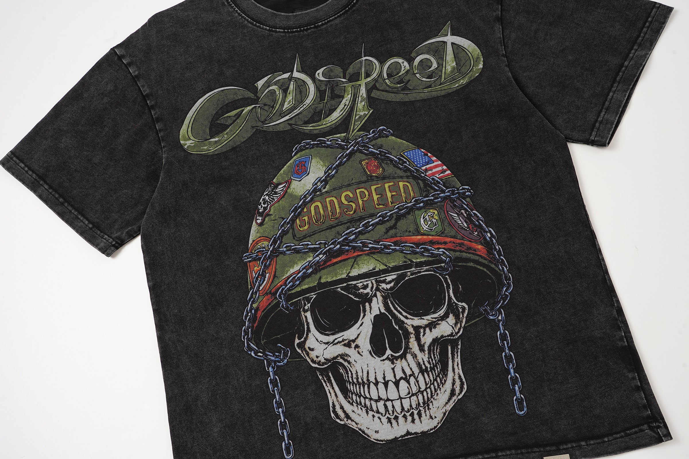 Godspeed Badges of Honor Skull Graphic T‑Shirt