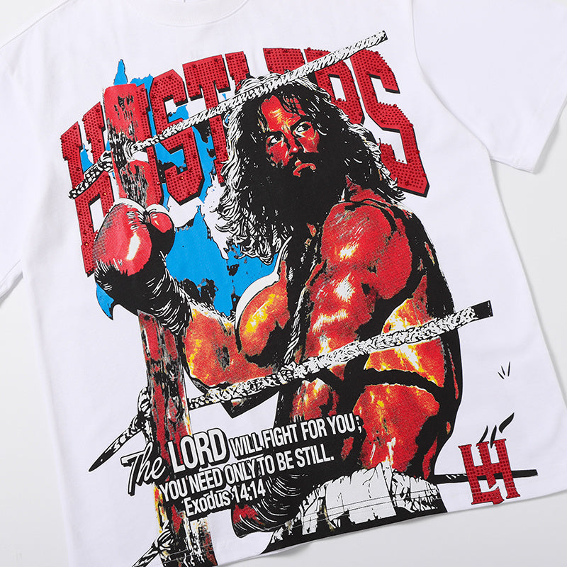 Life Hustlers Wrestler Graphic White T‑Shirt
