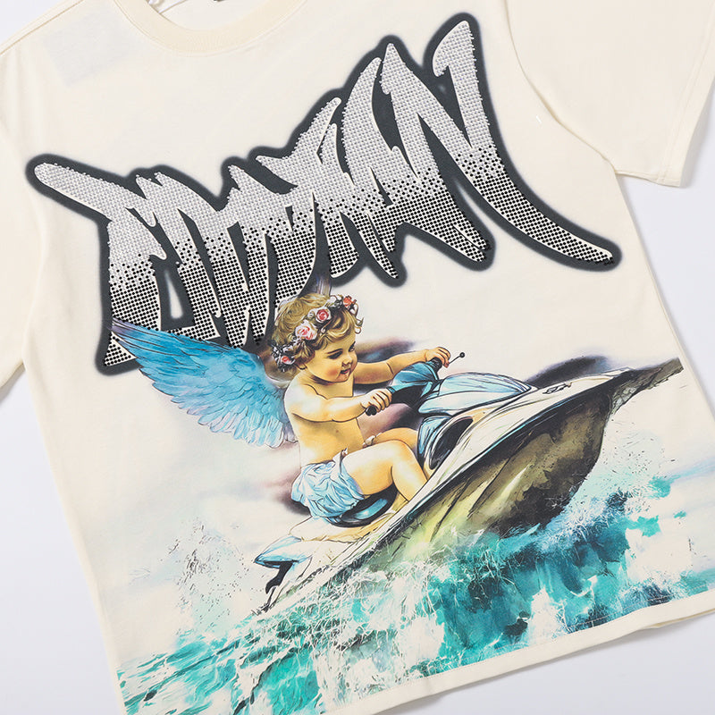 MIXED EMOTION Dolphin Ocean Graphic 2‑Color T‑Shirt