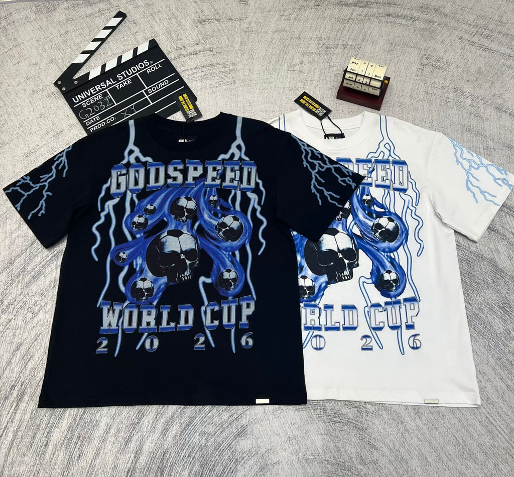 Godspeed Blue‑Skull Graphic T‑Shirt