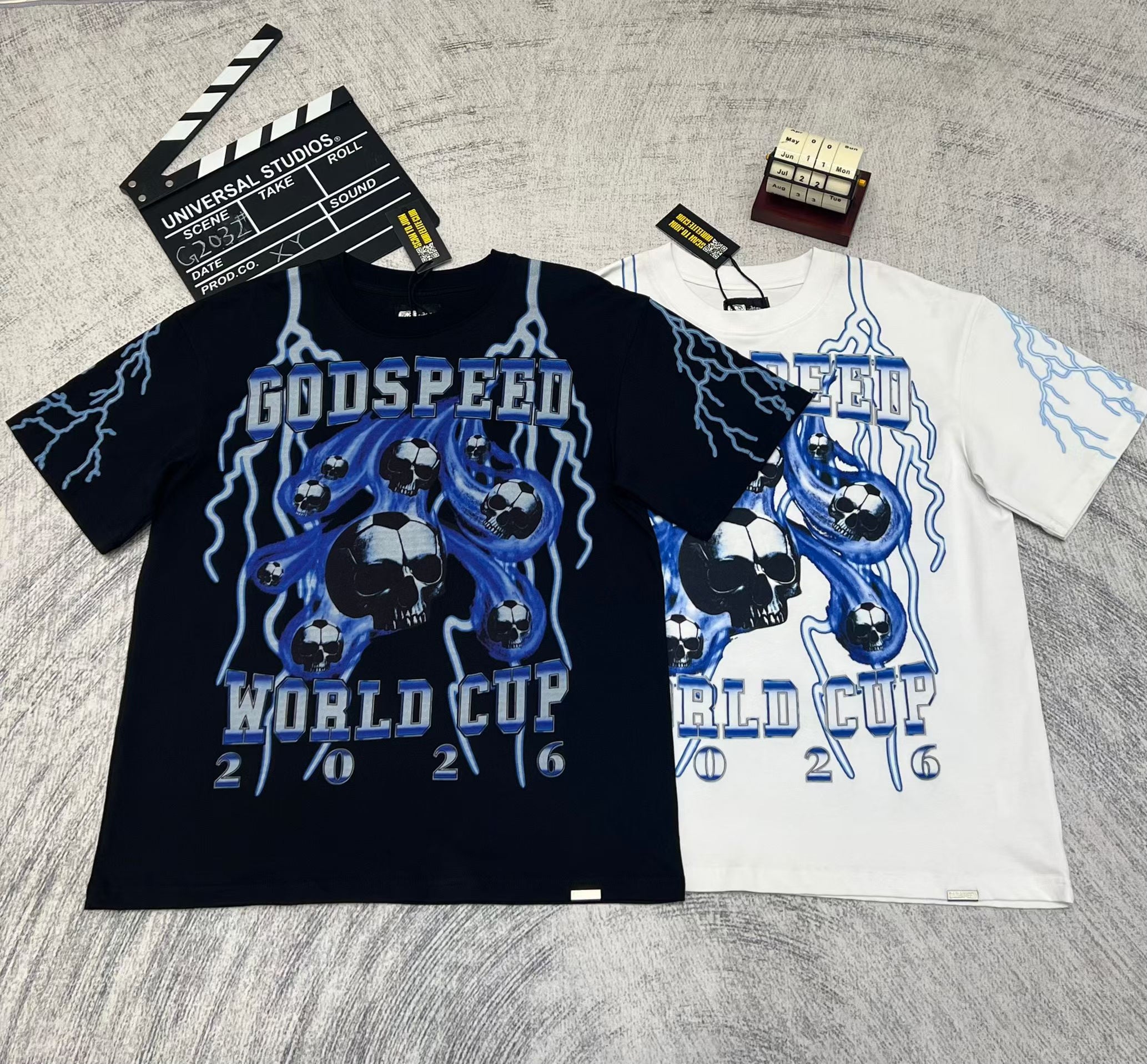 Godspeed Blue‑Skull Graphic T‑Shirt