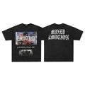 MIXED EMOTION Vintage Portrait Graphic Black T‑Shirt