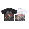 MIXED EMOTION Skull Floral Graphic 2‑Color T‑Shirt