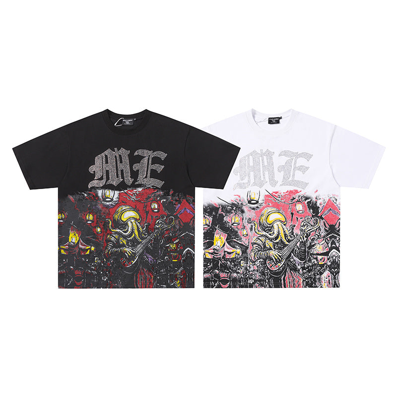 MIXED EMOTION Skull Floral Graphic 2‑Color T‑Shirt