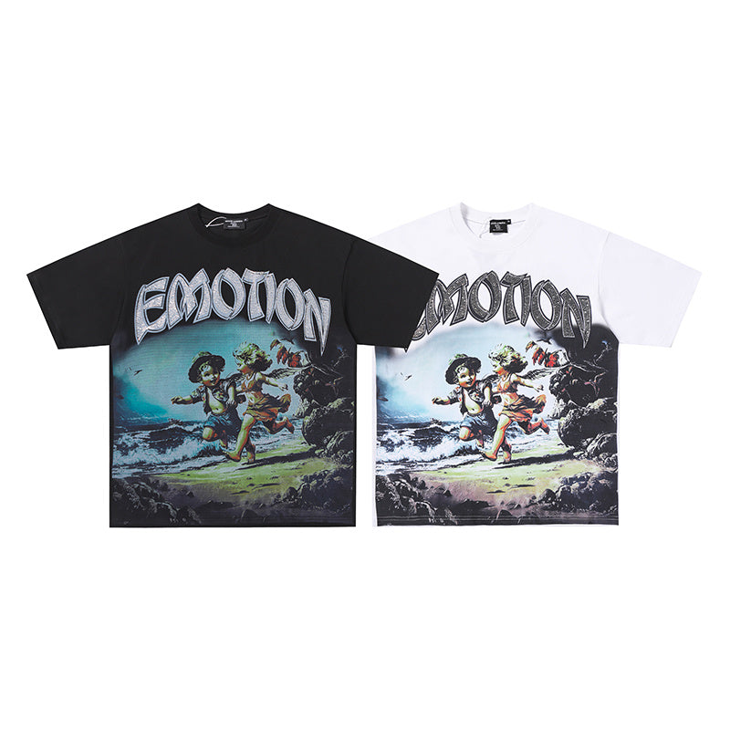 MIXED EMOTION Surf Character Graphic 2‑Color T‑Shirt