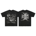 MIXED EMOTION Skull Cross Graphic Black T‑Shirt