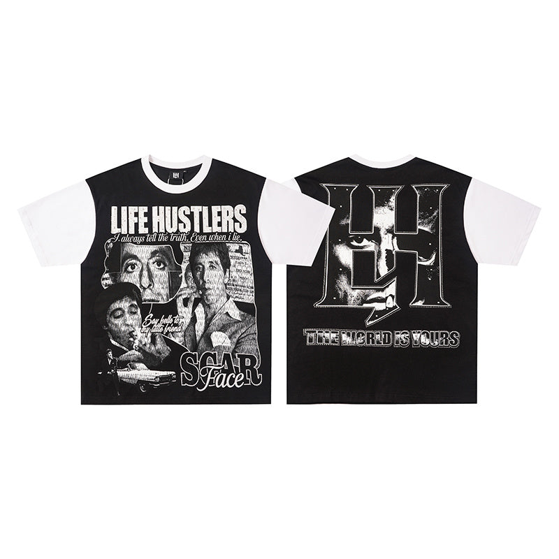 Life Hustlers Raglan‑Sleeve Portrait Graphic Tee