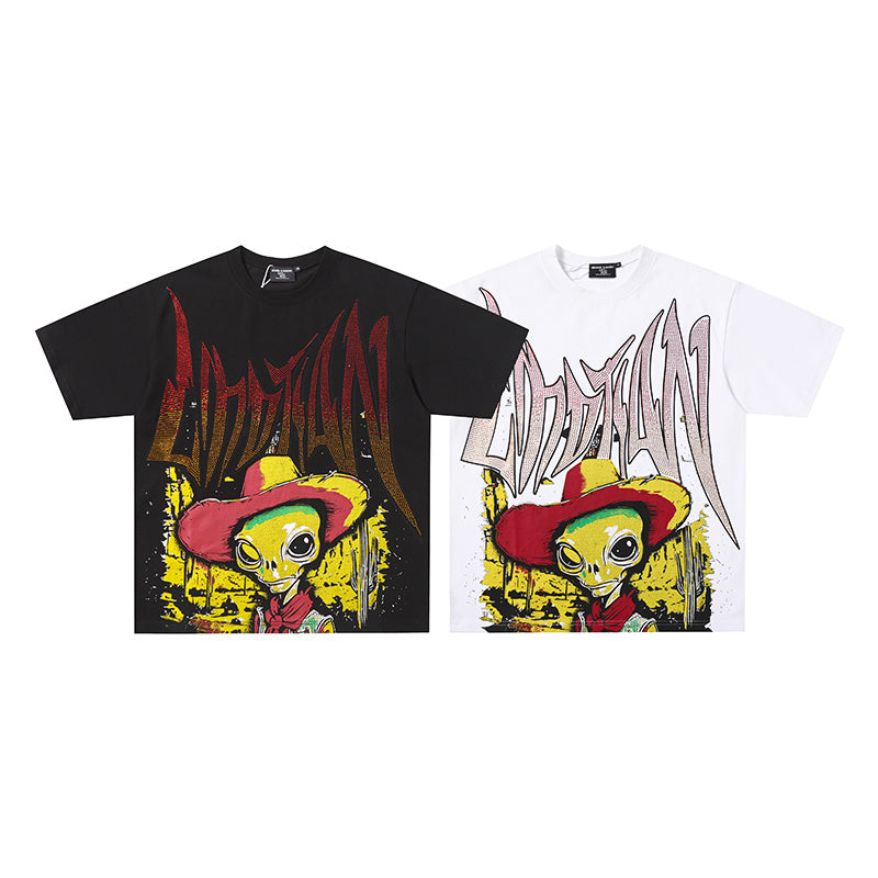 MIXED EMOTION Alien Cowboy Graphic 2‑Color T‑Shirt