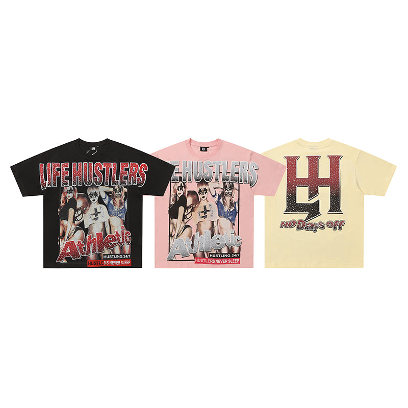 Life Hustlers Multi‑Color Vintage Portrait Graphic T‑Shirt