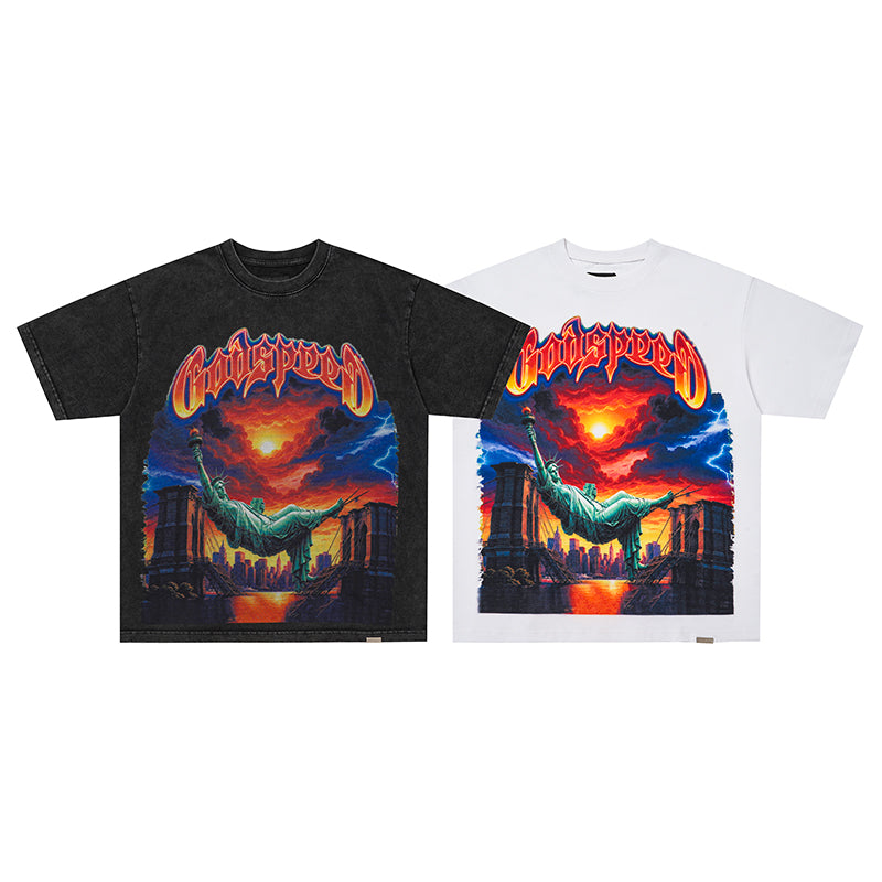 Godspeed Sunset Dinosaur Graphic T‑Shirt