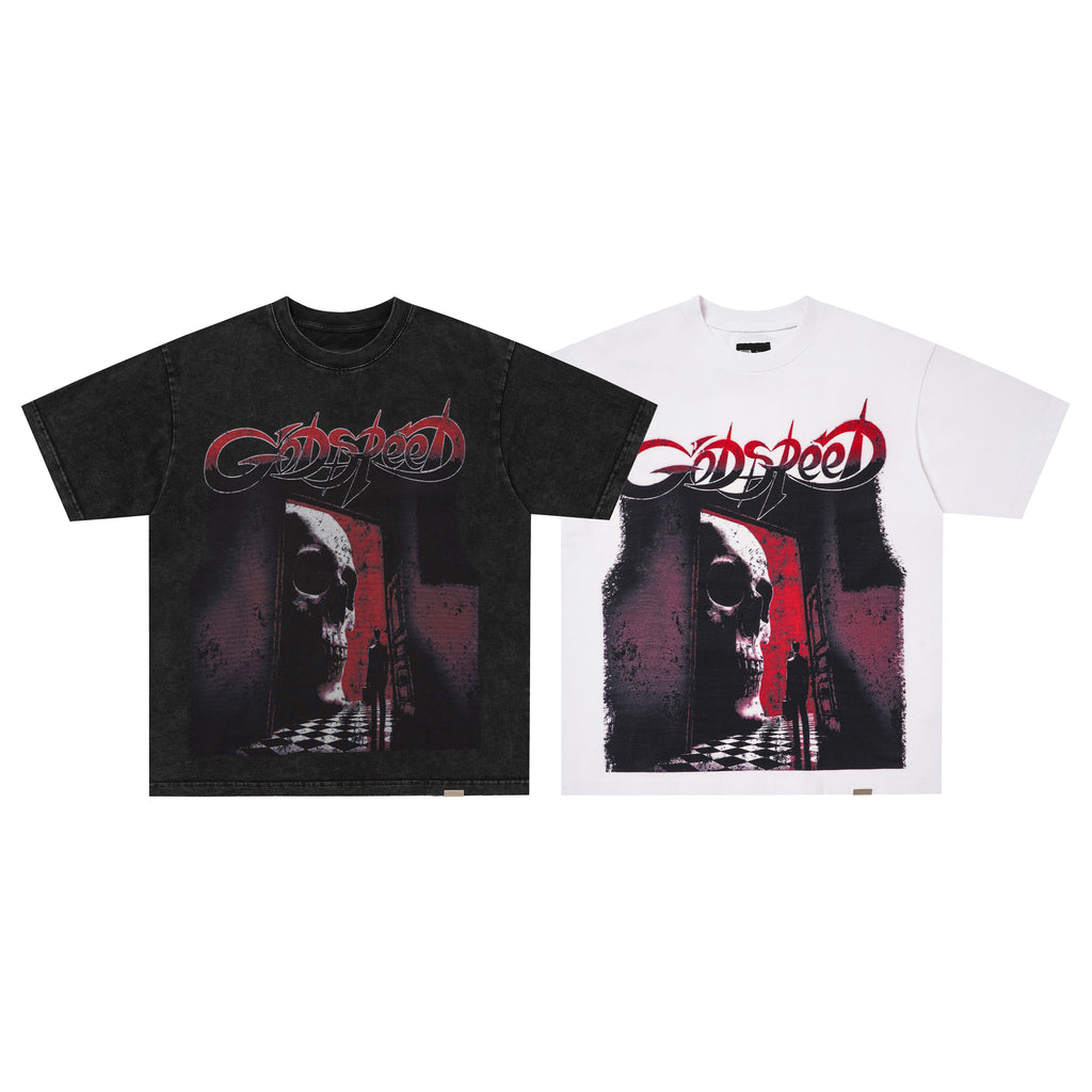 Godspeed Figure Letter Print T‑Shirt