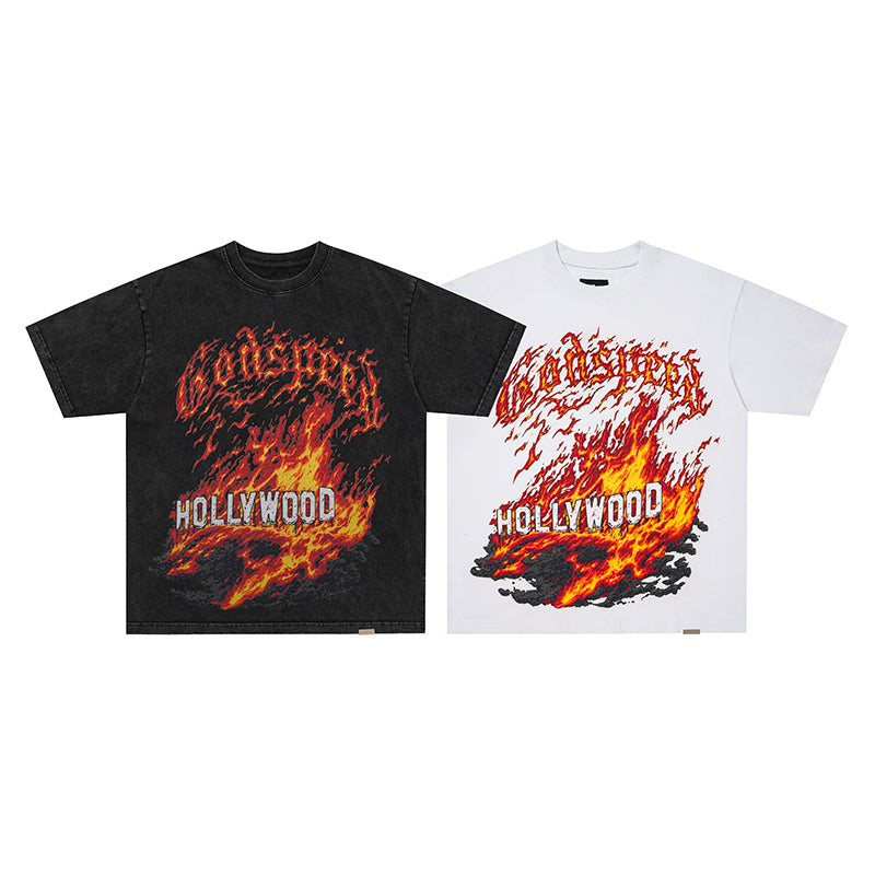 Godspeed Hollywood Flame Print T‑Shirt