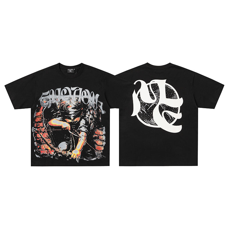 MIXED EMOTION Double‑Sided Graphic Black T‑Shirt