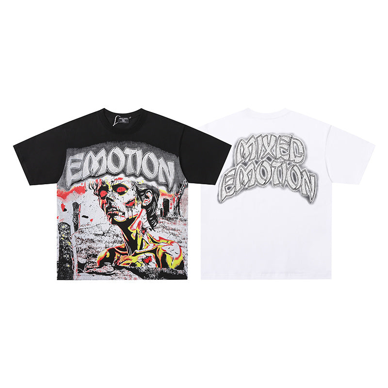 MIXED EMOTION Retro Portrait Graphic 2‑Color T‑Shirt