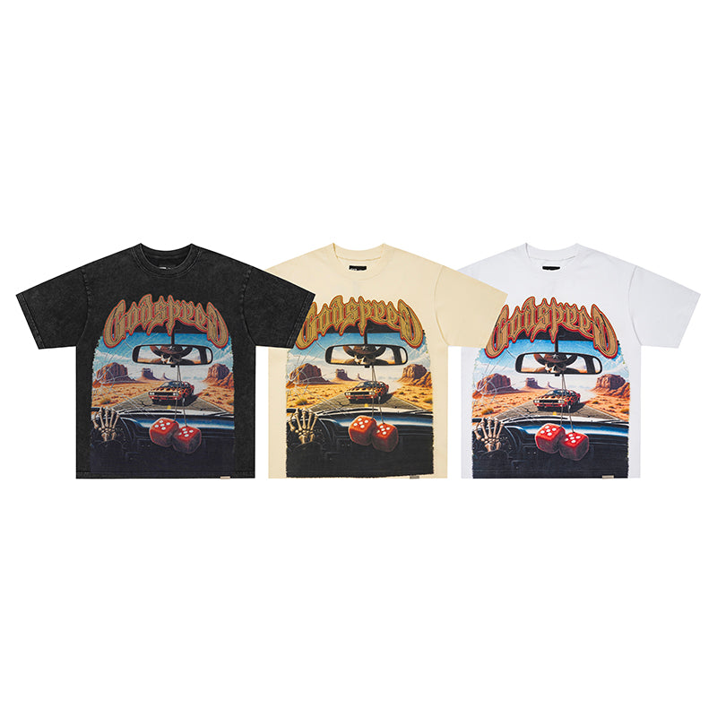 Godspeed Retro Car Scenery Graphic T‑Shirt