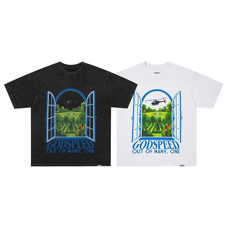 Godspeed Landscape Helicopter Graphic T‑Shirt
