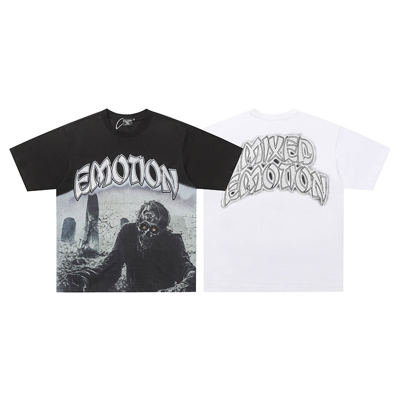 MIXED EMOTION Dark Portrait Graphic 2‑Color T‑Shirt
