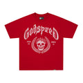 Godspeed Skull Print Red T‑Shirt