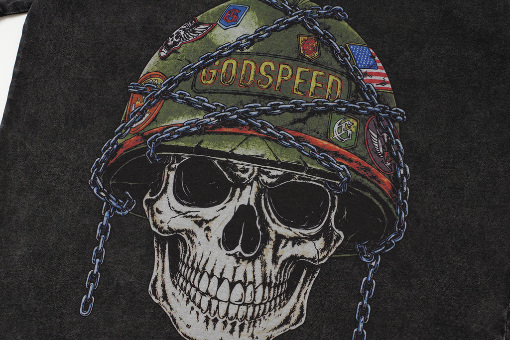Godspeed Badges of Honor Skull Graphic T‑Shirt