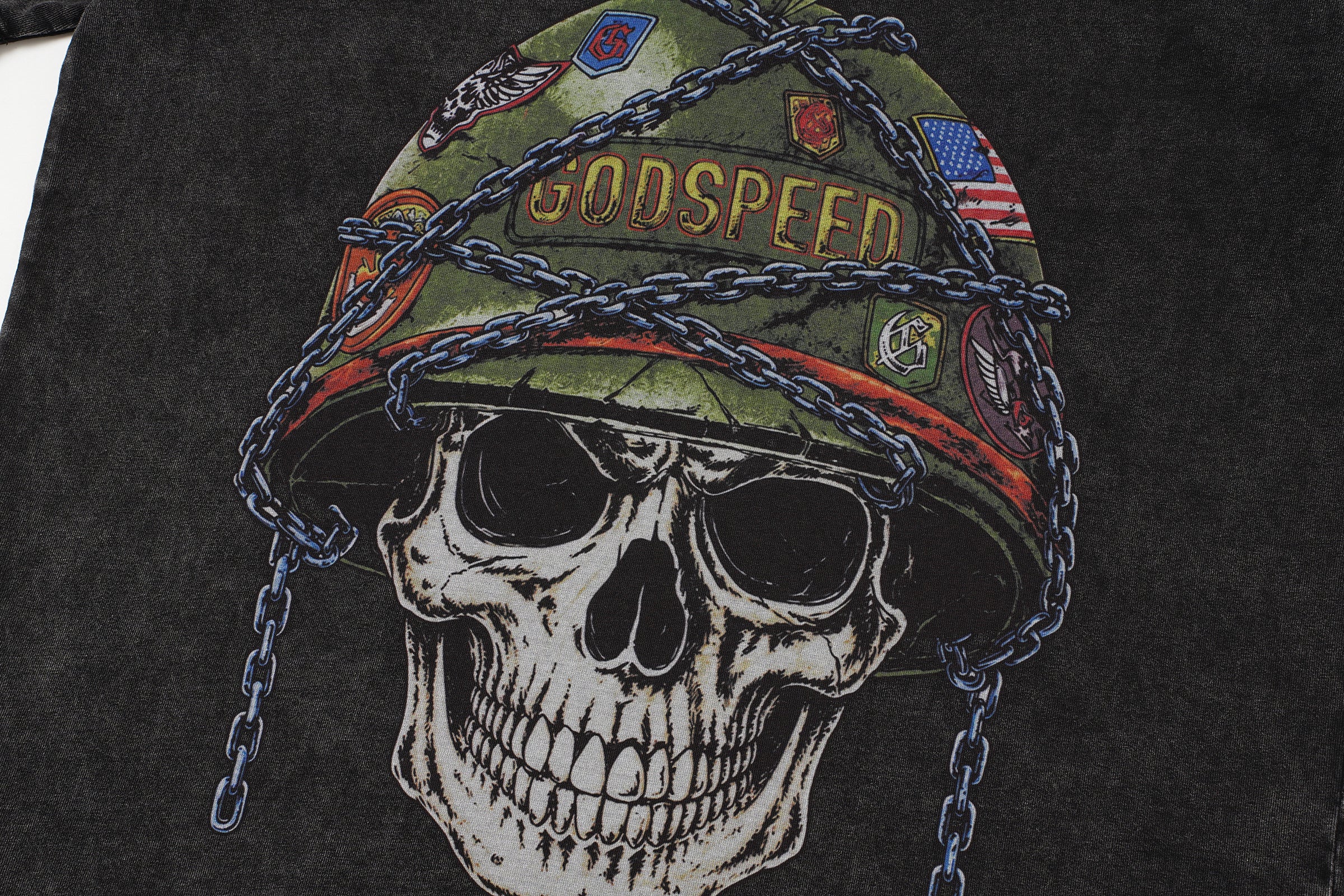 Godspeed Badges of Honor Skull Graphic T‑Shirt