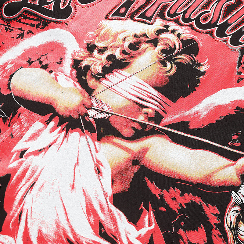 Life Hustlers Red Angel Graphic Black Tee
