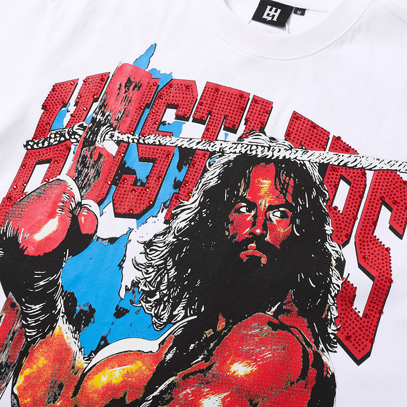 Life Hustlers Wrestler Graphic White T‑Shirt